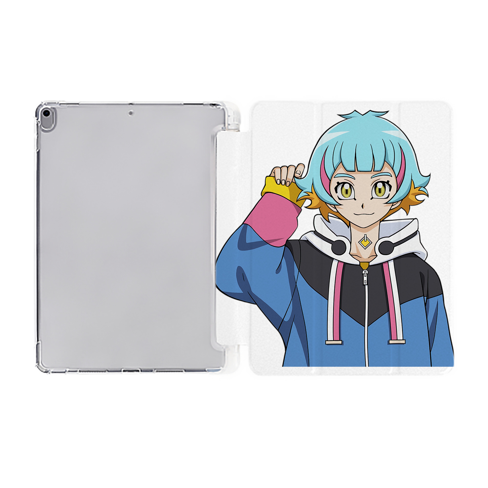 （画像用） 遊☆戯☆王 Yu-Gi-Oh! IPad ケース ペン収納付き 三つ折りスタンド PUレザー×シリコン 対応機種9.5/10.5/10.9インチ